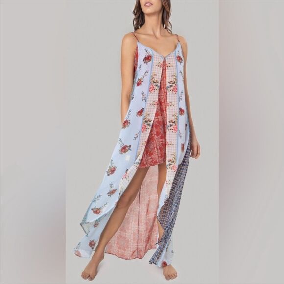 Agua Bendita Floral Maxi Dress with Mixed Patterns, S - Picture 1 of 9